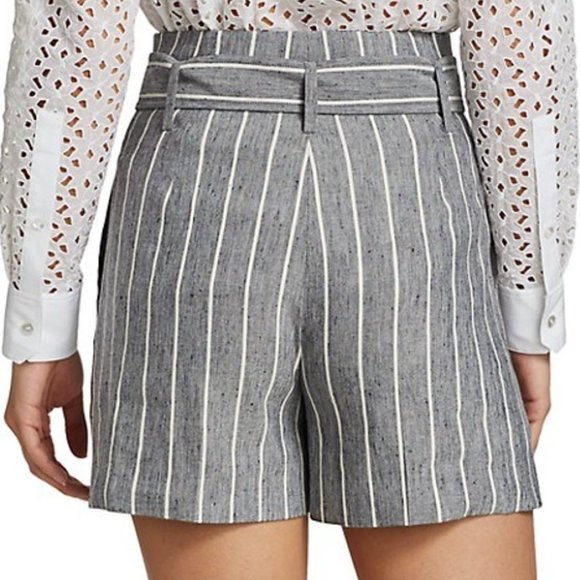 Theory High Waist Striped Linen Shorts - Picture 4 of 10